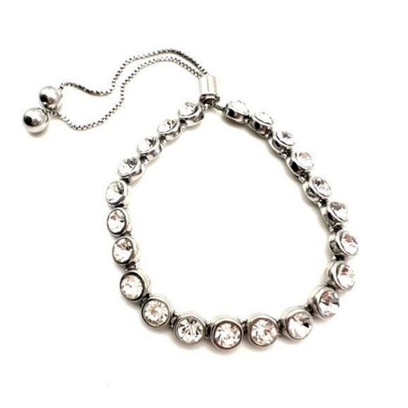 Premier‎ Designs studded statement crystal bracelet adjustable silvertone silver - Picture 4 of 10